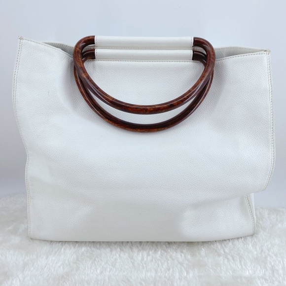 Sale!❤️Chanel Vintage Caviar Wood Handle Tote - Picture 5 of 16